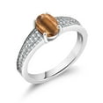 thumbnail image 2 of Gem Stone King 925 Sterling Silver Brown Tiger Eye Engagement Ring for Women (1.73 Cttw, Oval 8X6MM, Gemstone Birthstone, Size 6), 2 of 4