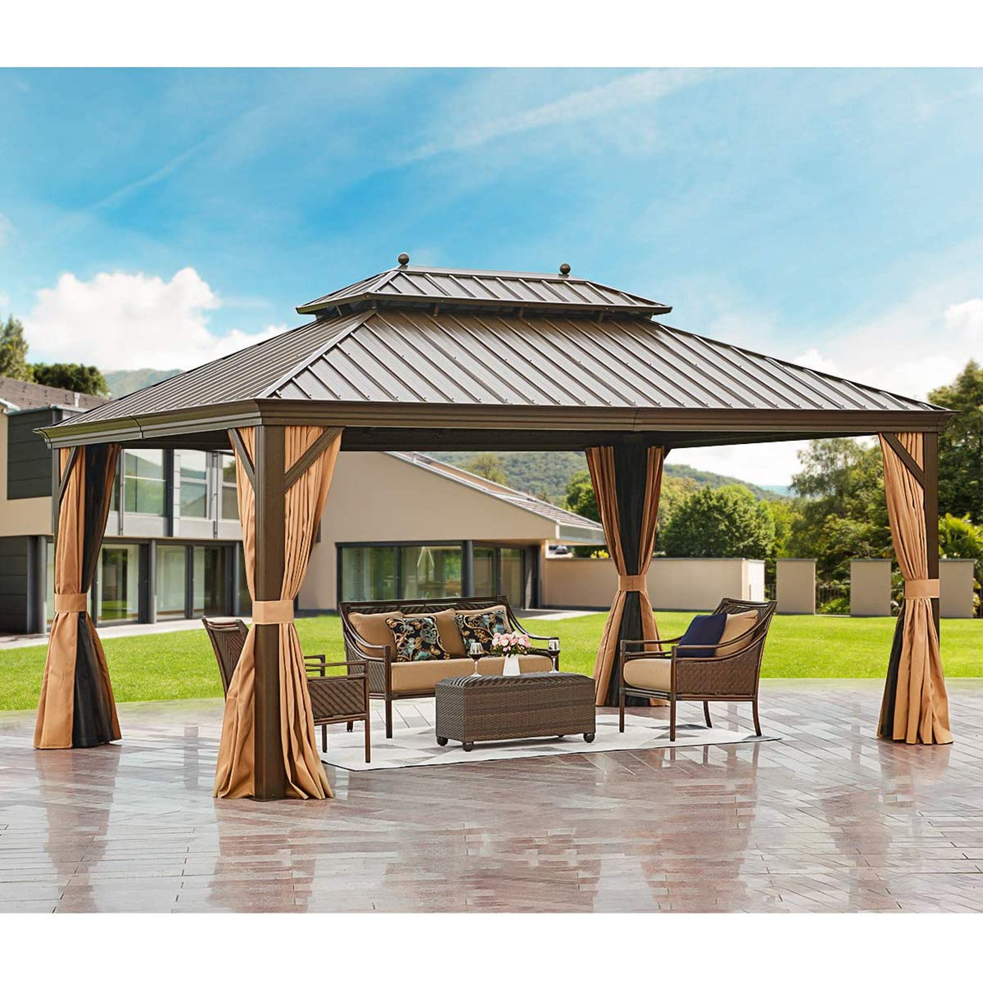 Buy Erommy 12' X 16' Hardtop Gazebo Galvanized Steel Outdoor Gazebo