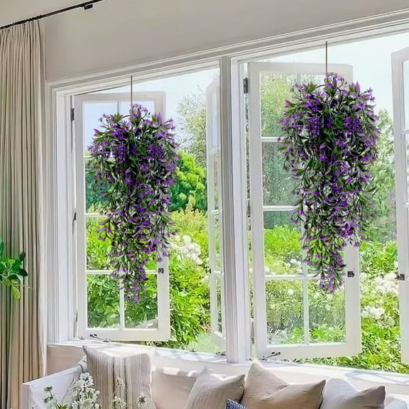 2Pcs Artificial Hanging Plants 75cm Fake Ivy Vine Greenery for Indoor Outdoor Decor, Realistic Plastic Faux Leaves for Wall Basket Porch Balcony Wedding Cottagecore Decor