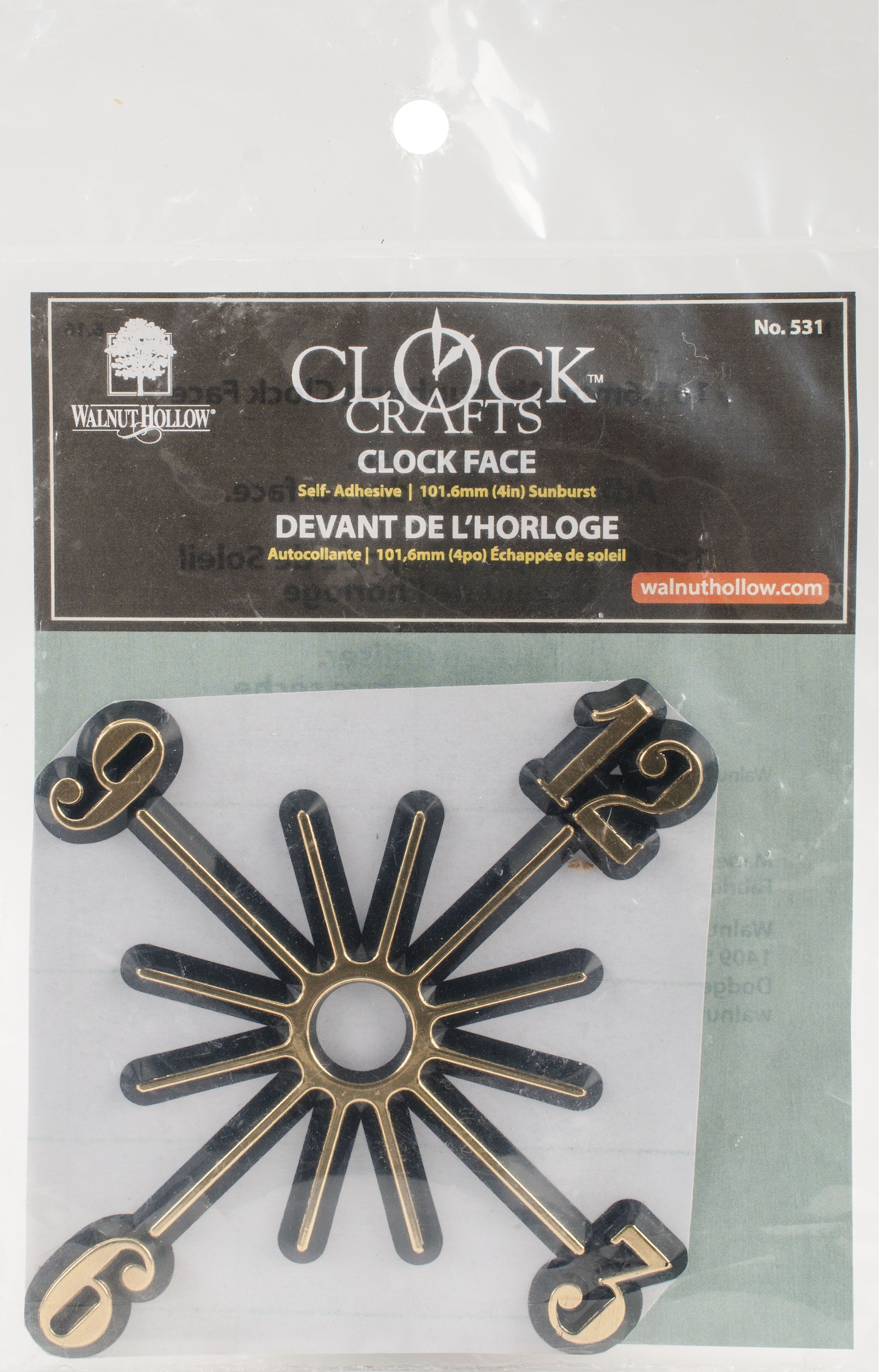 SelfAdhesive Clock Face 4" DiameterSunburst