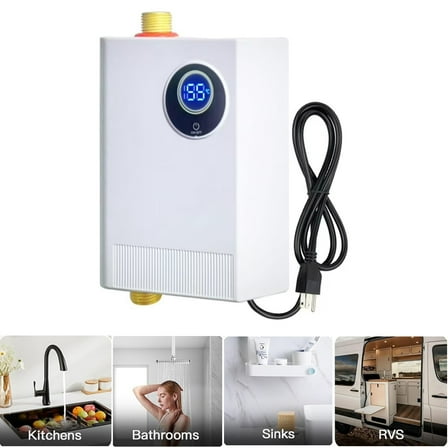 Tankless Water Heater Electric, Instant Hot Water Heater Under Sink, 3000W Instant Hot Water Heater Under Sink, Portable Mini Electric Water Heaters for RV Kitchen