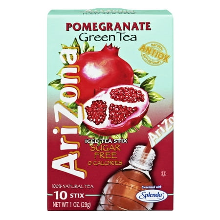 (40 Sticks) Arizona Pomegranate Green Tea Sugar Free 0 Calories Iced Tea Stix- 10 CT1.0