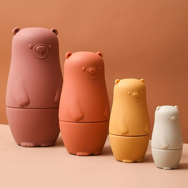 Muñecas Matrioska de Silicona con Diseño de Animales de Dibujos Animados, Muñecas Matrioska Rusas Apilables, Juguete para Niños, Regalo, Decoración