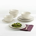 thumbnail image 2 of Tabletops Gallery Richmond 12-Piece Reactive Glaze Stoneware Dinnerware Set of Kitchen Dishes, Dinner Plates, Cereal Bowls, Service for 4, White, 2 of 6
