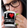 thumbnail image 2 of 3drose, Geeky Old School Pixelated Pixels 8-bit I Heart I Love Firewalls, 11oz Two-tone Green Mug, 2 of 6