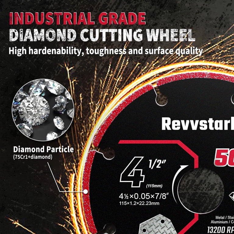 4.5" Diamond Cutting Wheel – 7/8" Arbor, Angle Grinder Disc, Over 5000 Cuts On Rebar, Steel, Iron & INOX (1-Pack)