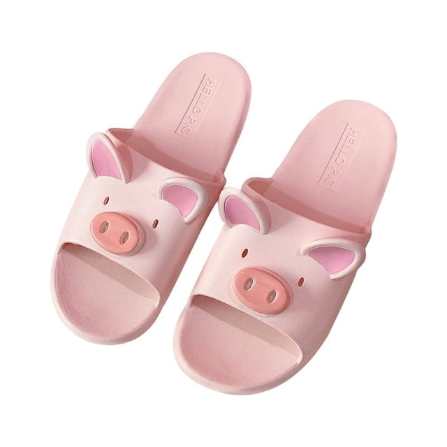 BRIGHTFUFU 1 par de preciosas pantuflas estéreo Piggy Pantuflas antideslizantes de baño antideslizantes para el hogar interior tamaño 36-37 yardas (rosa)