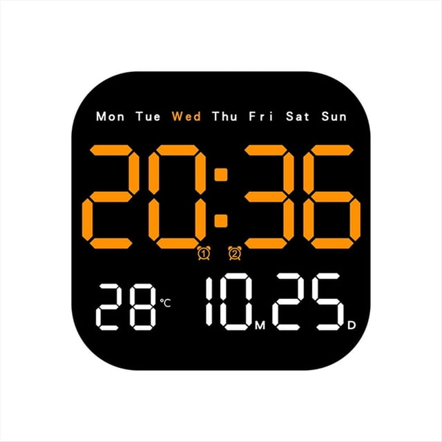 Relojes de Pared Digitales Temperatura Fecha Semana VisualizacióN Reloj de Mesa ElectróNico 12/24H Reloj Despertador LED Montado en la Pared Control Remoto,C
