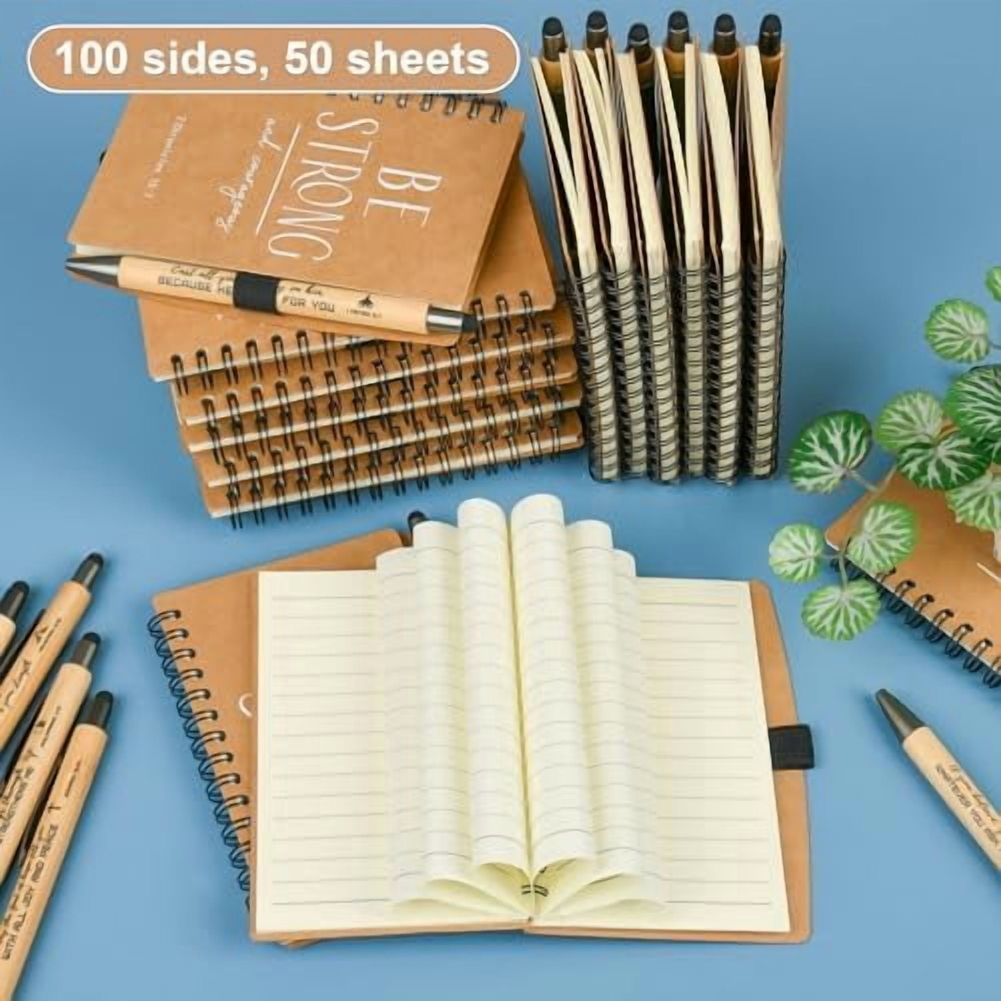 Hasako Christian Prayer Journal Spiral Notebooks Bulk with Pens - Small Lined Notepads (4.13”x5.43”) - Mothers Day Gifts for Women,Church Members & Bible Study Groups (60 sets Brown)