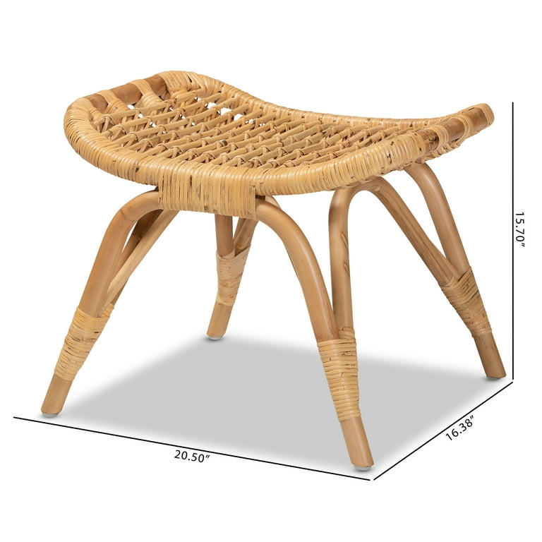 bali pari Bernardo Modern Bohemian Natural Brown Rattan Ottoman
