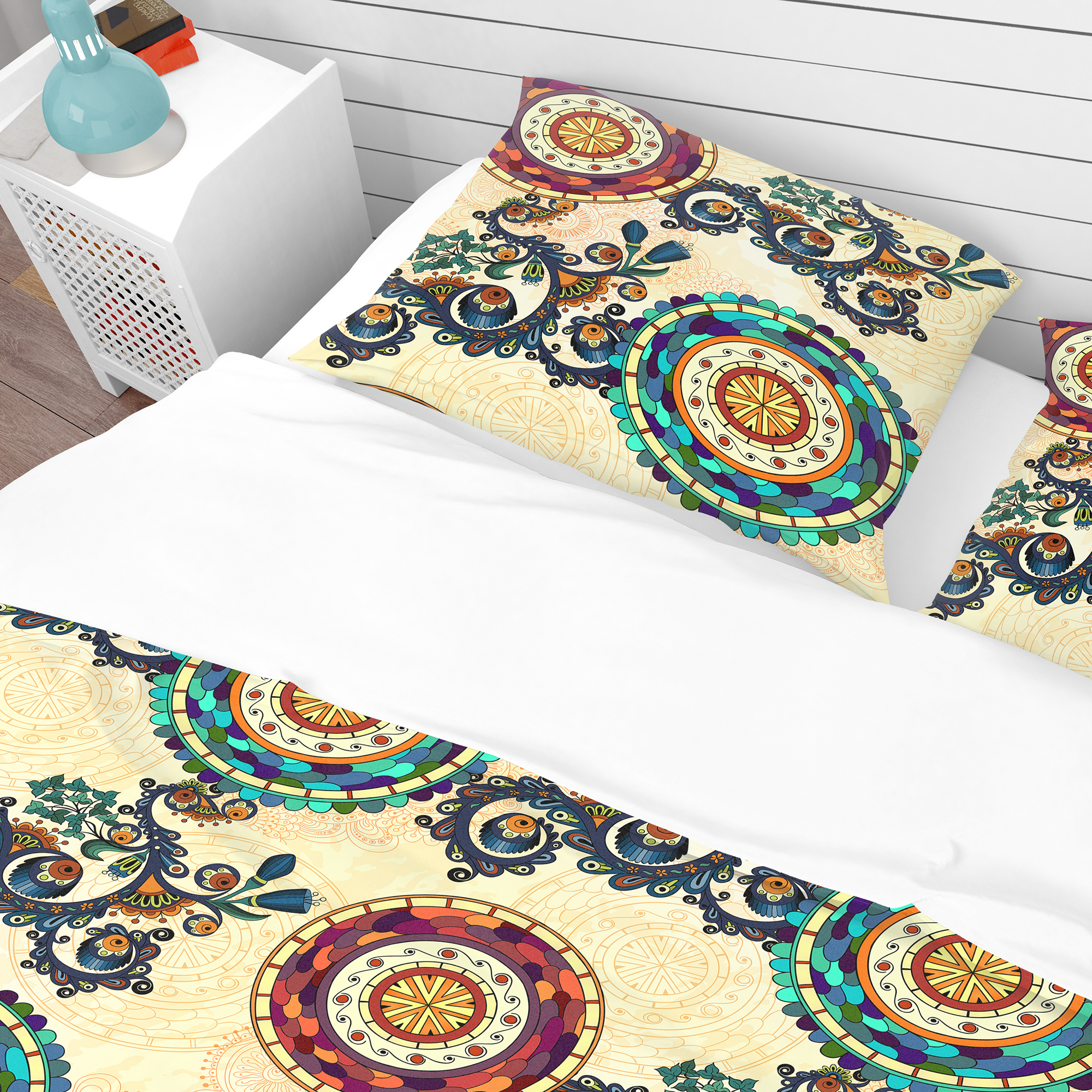 Designart 'Floral Paisley Ethnic Background' Bohemian & Eclectic Duvet Cover Set