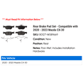 thumbnail image 2 of Rear Brake Pad Set - Compatible with 2020 - 2023 Mazda CX-30 2021 2022, 2 of 2