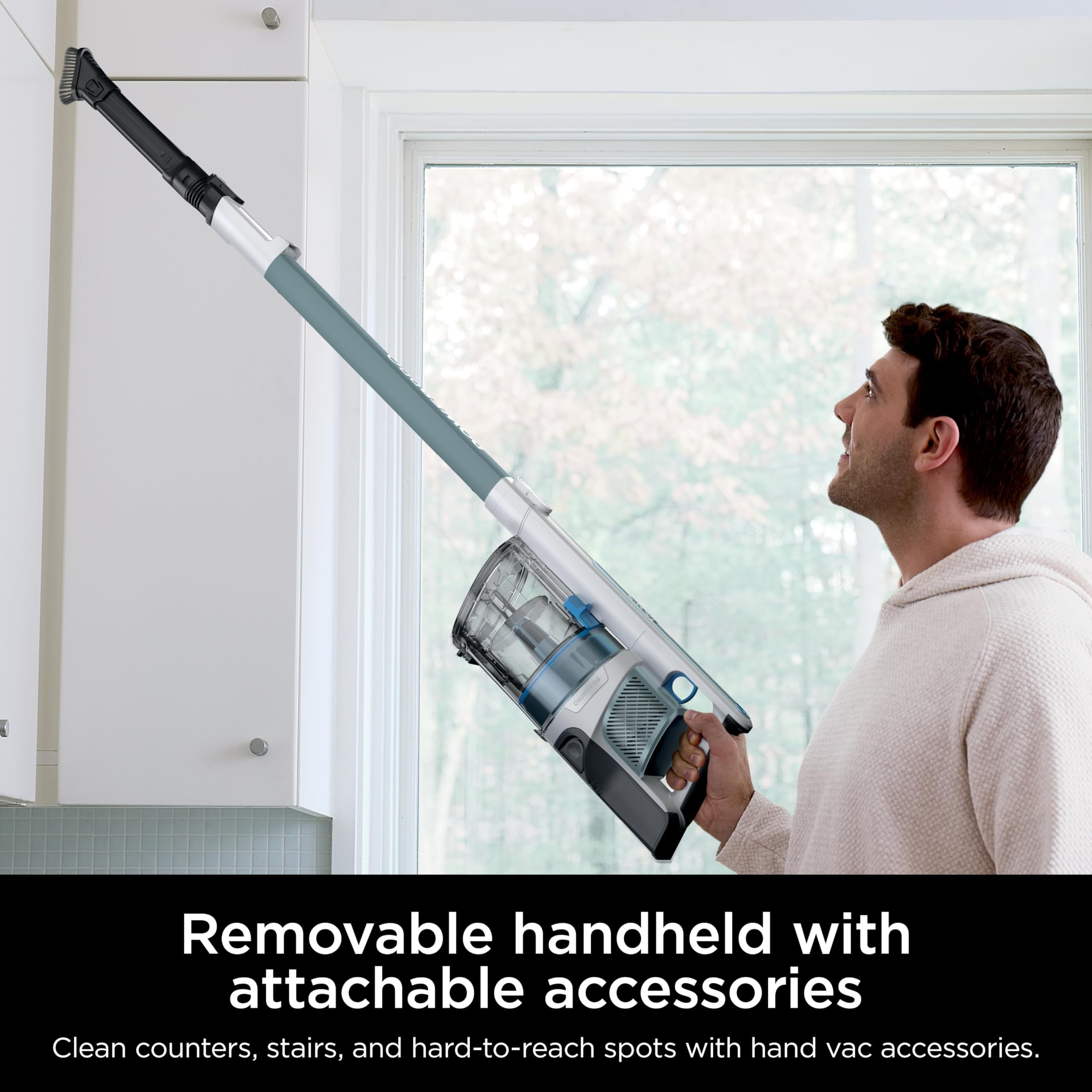 Shark PowerPro Plus Cordless Stick Vacuum, Lightweight, Rechargeable, FloorDetect Technology, HEPA Filter, Up to 50-Minute Runtime, Powerful Pet Hair Pickup, Carpets & Hard Floors, Pure Water, IZ377H