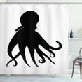 thumbnail image 1 of Octopus Shower Curtain, Illustration of a Wild Sea Animal Silhouette Swimming in Ocean Art Print, Fabric Bathroom Set with Hooks, 69W X 70L Inches, White Charcoal Grey, by Ambesonne, 1 of 3
