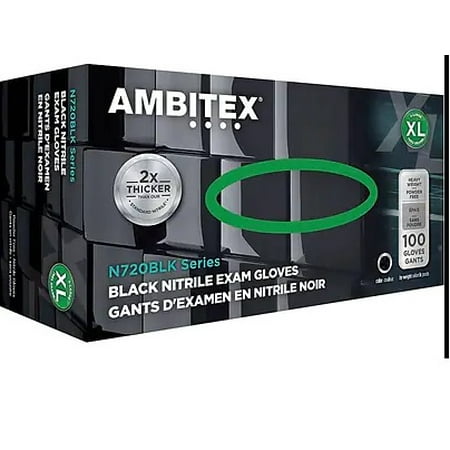 

Ambitex Black Nitrile Exam gloves X-large Box/100