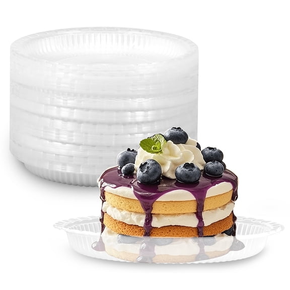 Grusce 200PCS 7.3 inch Clear Plastic Plates, Disposable Circular Dinner Plate, Multipurpose Plastic Round Dessert Plates, Heavy Duty Salad Dessert Plates, for Weddings, Parties & Events