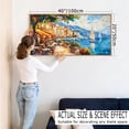 thumbnail image 4 of TOARTi Italian Town Framed Canvas Wall Art Abstract Mediterranean Coastal Cityscape Painting Italy Wall Decor for Living Room Bedroom Office 20x40 Inch, 4 of 10