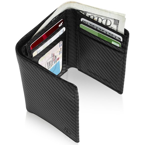 Trifold Wallets for Men RFID - Leather Slim Mens Wallet with ID Window Front Pocket Wallet Gifts for Men