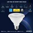 thumbnail image 5 of Luxrite 12-Pack PAR30 Short Neck LED Flood Light Bulb, 11W=75W, 2700K Warm White, 900LM, Dimmable, UL, E26 Base, 5 of 7