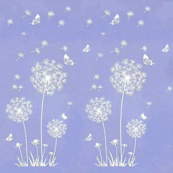 Farcauo 2 Set Dandelion Wall Decals Peel and Stick Dandelion Wall Stickers Large Floral Wall Stickers & Murals Vinyl Wall Art Flower Wall Decals for Living Room Bedroom Bathroom Door Restroom