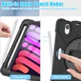 thumbnail image 4 of For Apple iPad Mini 6 (2021) Heavy Duty Rugged Hybrid with Kickstand, Shoulder Hand Strap, Pencil Holder Shockproof Full Protective Cover ,Xpm Phone Case [Black], 4 of 8