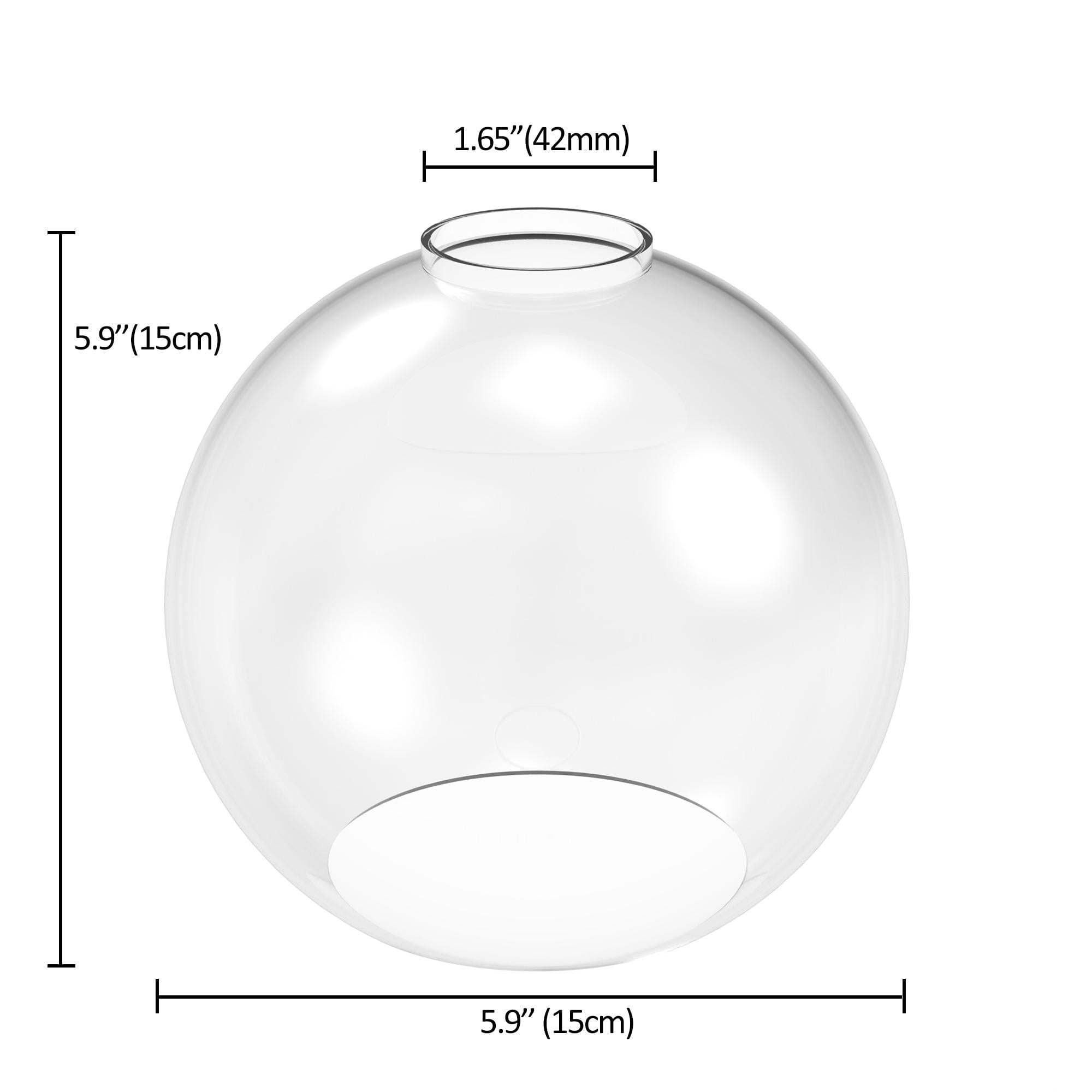 YANSUN 5.9" Clear Glass Sphere Lamp Shade, Replacement Globe for Pendant Light Chandelier, DIY Lighting Fixture Parts