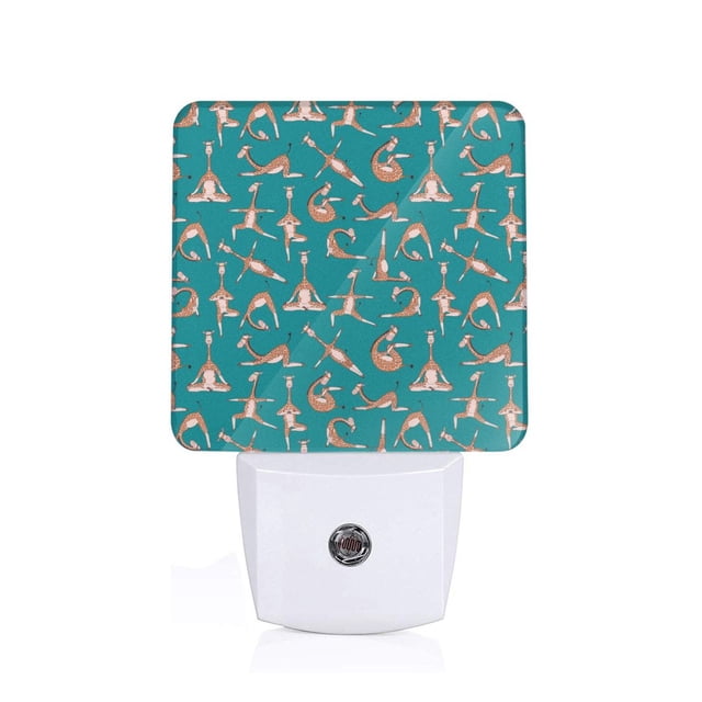 Fotbe Giraffes Doing Various Yoga Pattern Plug-in LED Backlit Night Light with Motion Sensor & Dusk to Dawn Sensor Energy Efficient Night Light, Bedroom Night Light-US