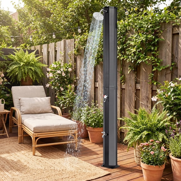 ELLEGNT 15.9 Gallon Outdoor Solar Shower – Heated with Shower Head and Foot Shower Tap for Backyard or Beach