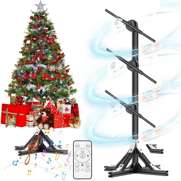 3D Hologram Advertising Display Fan Projector, Holographic Christmas Tree LED Fan Projector with Computer App and WiFi, Remote Control