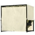 thumbnail image 6 of Outdoor Patio Swing Bed Black Metal Swing Daybed with Adjustable Curtains and Beige Cushions, 6 of 9