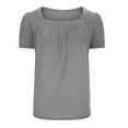 thumbnail image 5 of Wycnly Shirts for Women Soft Breathable Pleated Swing Hem Pullover Tunic Tops Summer Casual Square Neck Short Sleeve Solid Ladies Blouses Gray XL, 5 of 7