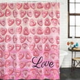 thumbnail image 2 of Happy Valentine's Day Shower Curtain, Waterproof Shower Curtains for Bathroom, Pink Ombre Love Heart Desserts Washable Fabric Bathtub Curtain Set Bath Decor with 12 Hooks Long 72"x84", 2 of 8