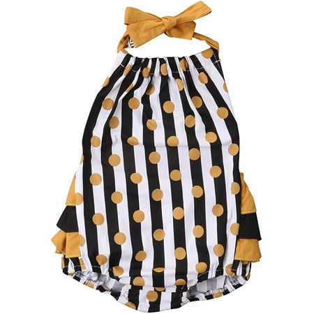 

Baby Girl Toddler Halter Backless Wave point Romper Jumpsuit Outfit Clothing