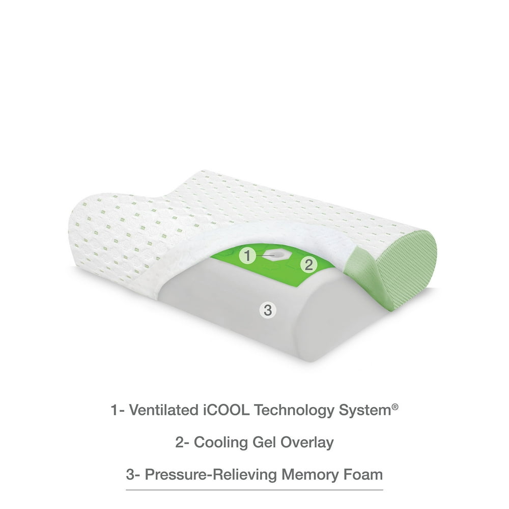 SensorPEDIC Super Cooling Gel Overlay Contour Bed Pillow