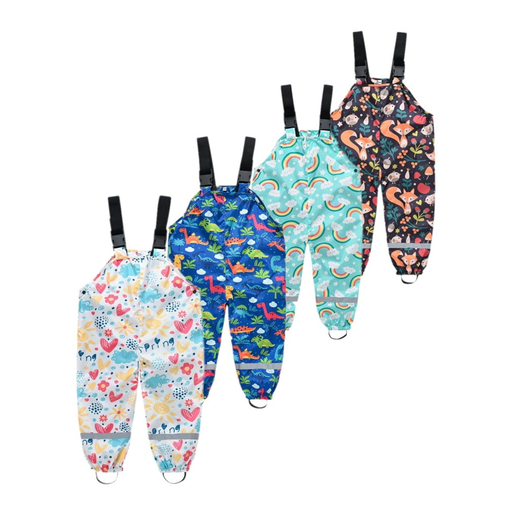 Uccdo Kids Waterproof Rain Pants Rainwear, Boys Girls Outdoor Suspender