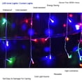 thumbnail image 4 of Lumières de Glace Extérieures Étanches, Rideaux de Fenêtre Féeriques Suspendus de Noël 13 Pieds 96LEDs 8 Modes Guirlande Lumineuse pour Fête Décorations Murales Intérieures, Multicolore 4M, 4 of 7