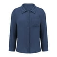 thumbnail image 4 of kaprioy Womens Corduroy Button Down Shirts Boyfriend Long Sleeve Oversized Blouses Tops Navy Blue, L, 4 of 6