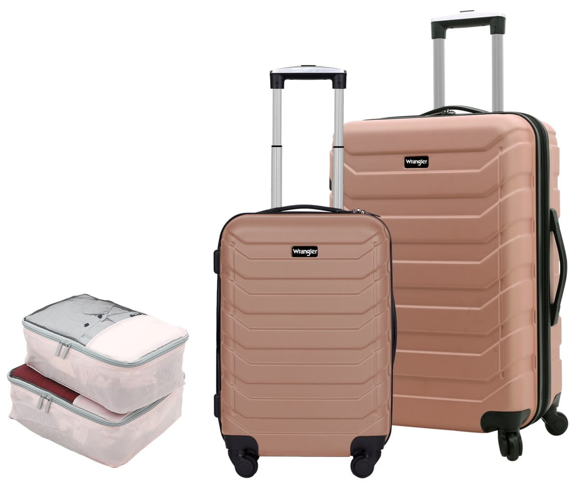 Wrangler Wrangler 4 Piece Rolling Hardside Luggage Set, Sharkskin