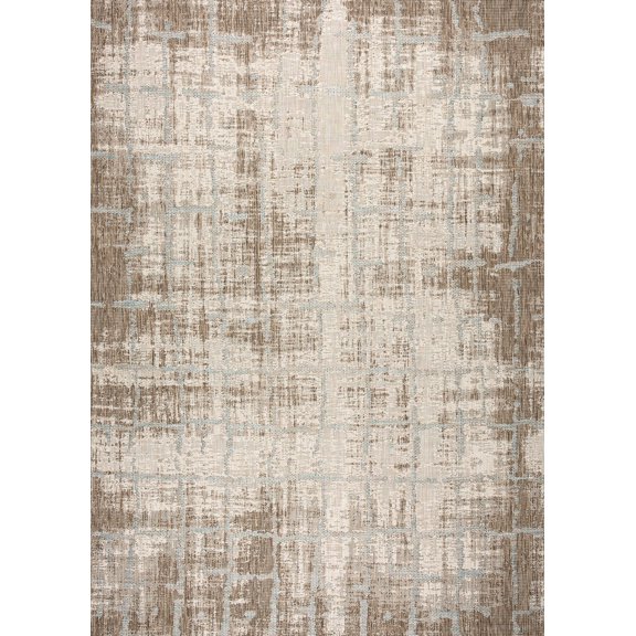 2.1' x 4.25' Brown and Ivory Contemporary Rectangular Outdoor Area Throw Rug