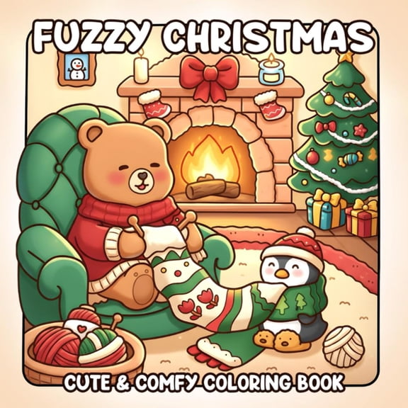 Fuzzy Christmas Coloring Book: Cozy Winter Coloring Pages with Adorable Animal Characters in Hygge Festive  Cute Holiday Scenes for Teens  Adults Stress Relief