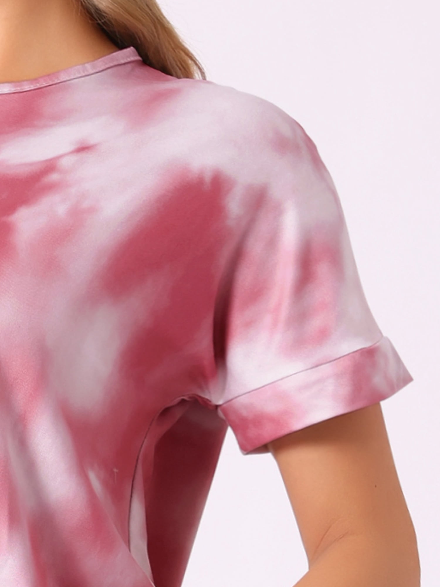 DARING DIVA Women's Tie Dye T-shirts with Pants Pajamas Set XS Red