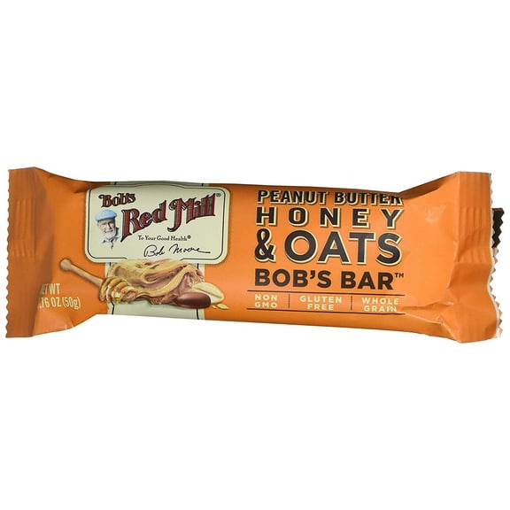 Bobs Red Mill Honey Oat Peanut Butter Bars, 1.76 OZ, Pack Of 12