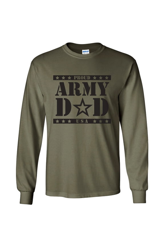 Proud Army Dad Long Sleeve T-Shirt in Military Green