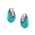 thumbnail image 2 of Bling Jewelry Womens Tribal Turquoise Oval Half Crescent Hoop Huggie Earrings, 2 of 5