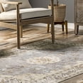 thumbnail image 3 of nuLOOM Ren Vintage Floral Machine Washable Area Rug, 5' x 8', Light Gray, 3 of 9