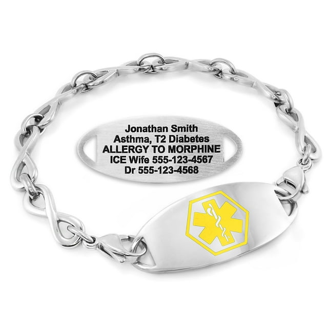MedicEngraved Bracelet d'Alerte Médicale Personnalisé en Acier Inoxydable - Maillon Infini 6 mm