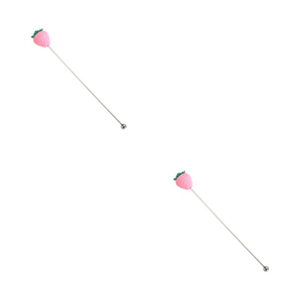 Wosthever Agitador Beber Varilla agitadora Mezclador Silicona Mango largo Muddler Bar Herramienta Accesorios Party Cafe Pink Strawberry fresa rosa 2Conjunto