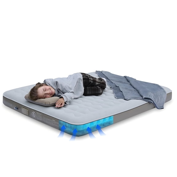 Goose Down Air Mattress with Built-in Pump – Lightweight & Portable for Camping, Travel, and Home(8" Queen Type)
