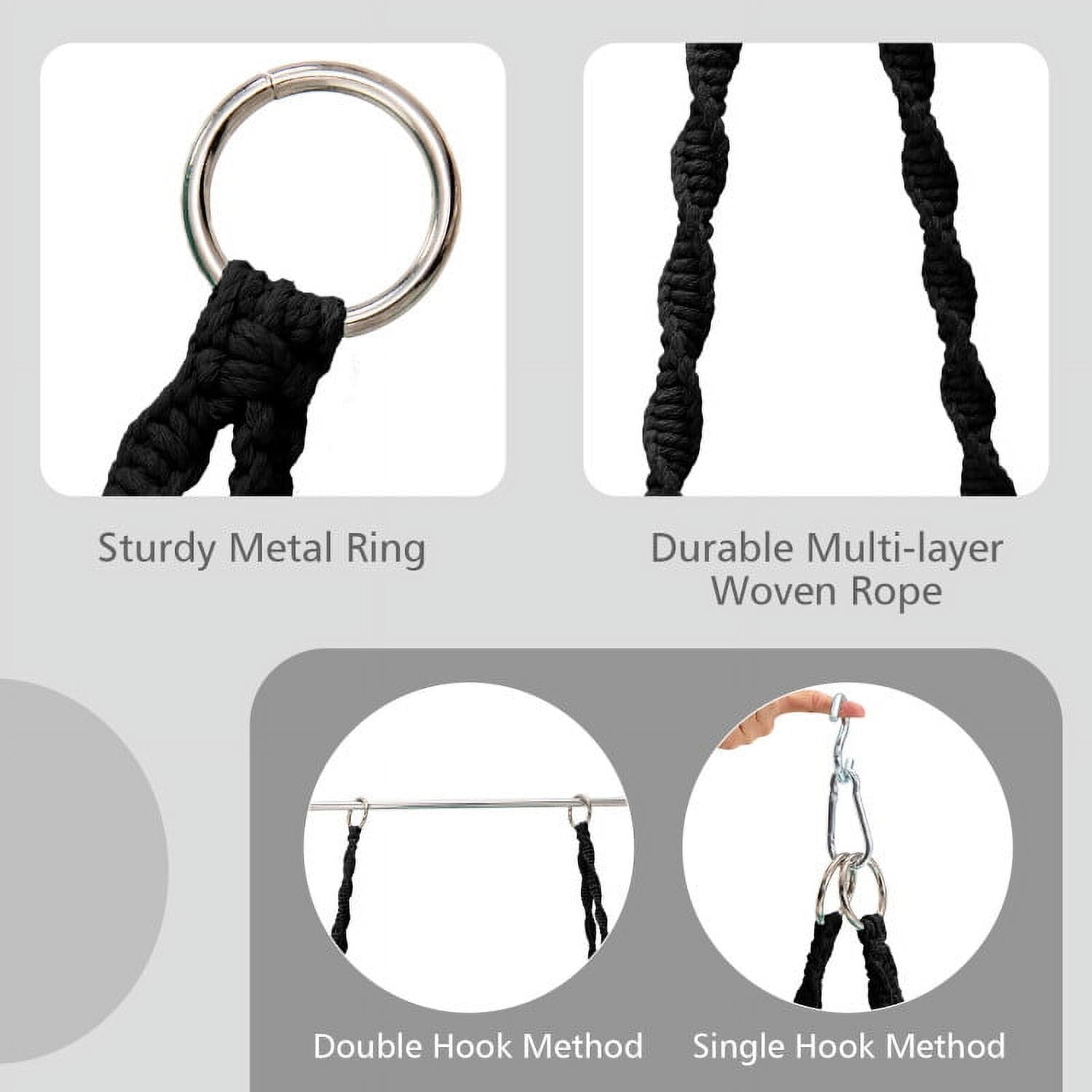 Aimee Lii Cushioned Hammock Swing Chair with Hanging Kit, Comfy Outdoor Chair, Black Aimee Lii Cushioned Hammock Swing Chair with Hanging Kit, Comfy Outdoor Chair, Black