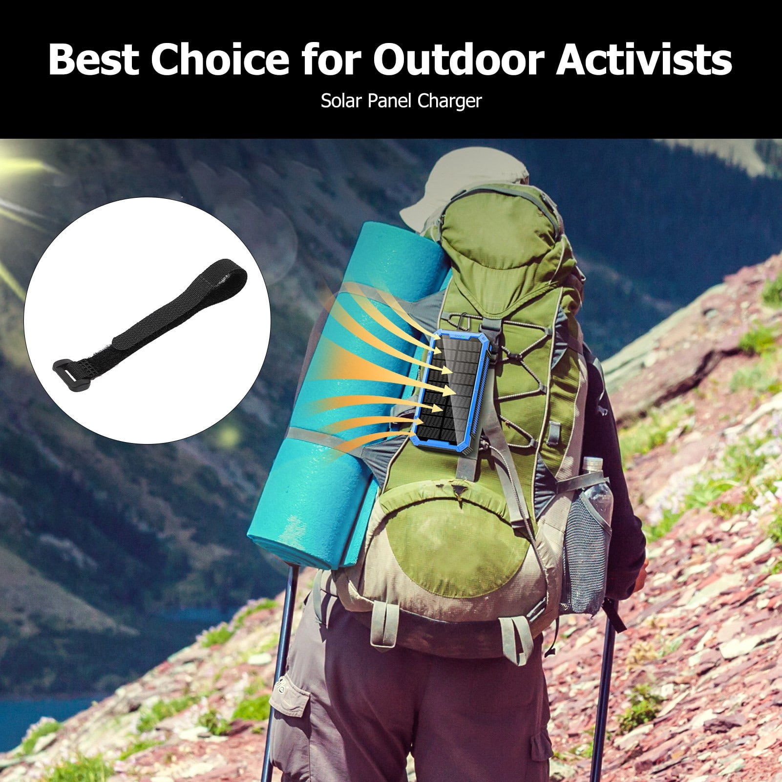 Nieyigj Solar Power Bank 36800mAh / 136.16Wh Portable External Battery Pack with 34 LEDs 4 USB Outputs Type C Micro Inputs for Outdoor Camping Hiking